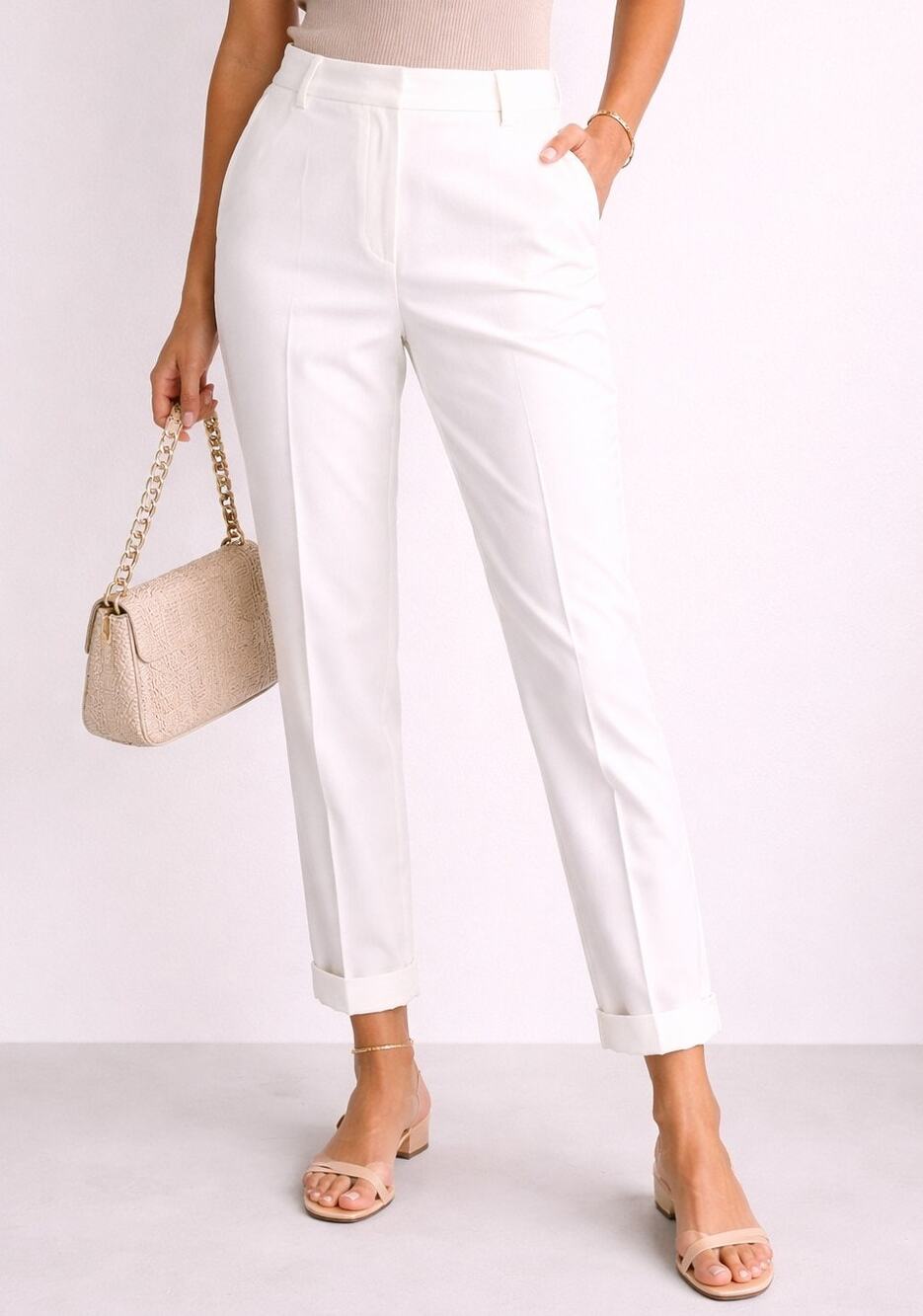 Gibson Latimer Womens Straight Leg Trouser Pants 14 White Minimal Career Clean